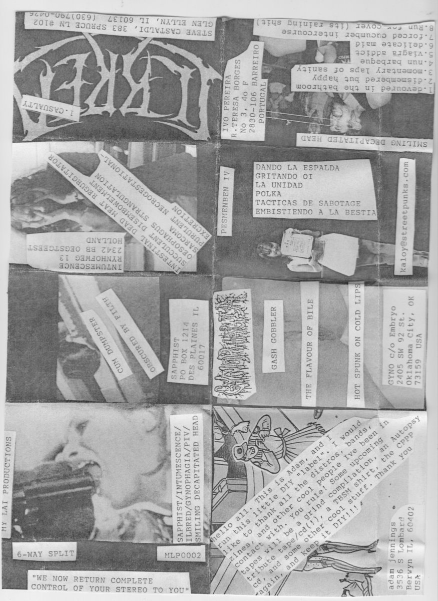 Sapphist / Intumescence / Ilbred / Gynophagia / Pesmenben IV / Smiling Decapitated Head –